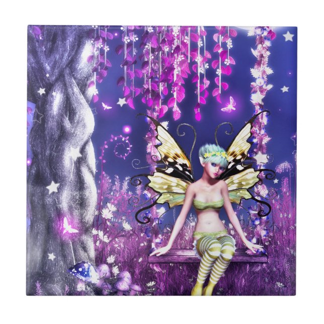 Whispers of the Moonlit Fairy Ceramic Tile (Front)