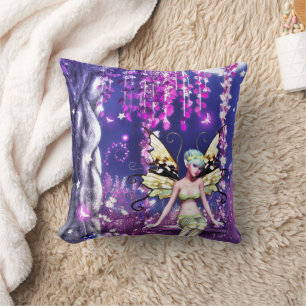 Whispers of the Moonlit Fairy Throw Pillow