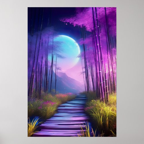Whispers of the Night A Purple Moonlit Poster