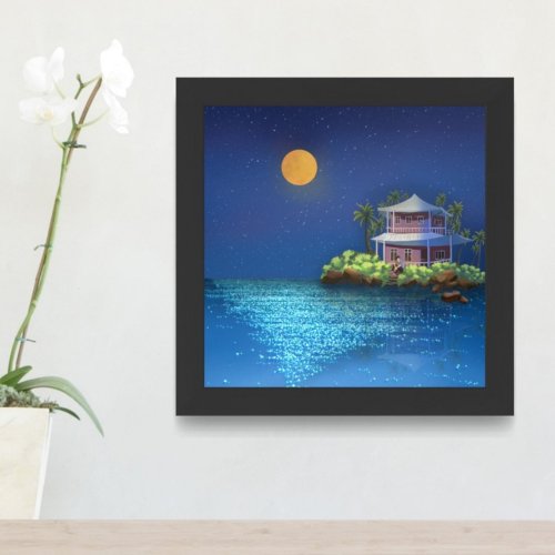 Whispers of the night  moonlight seascape poster