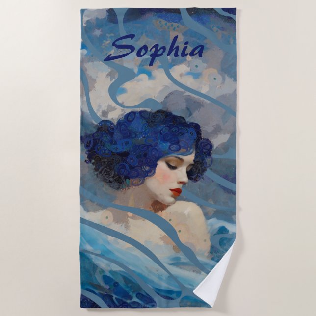 Whispers of the Ocean Goddess Beach Towel (Front)