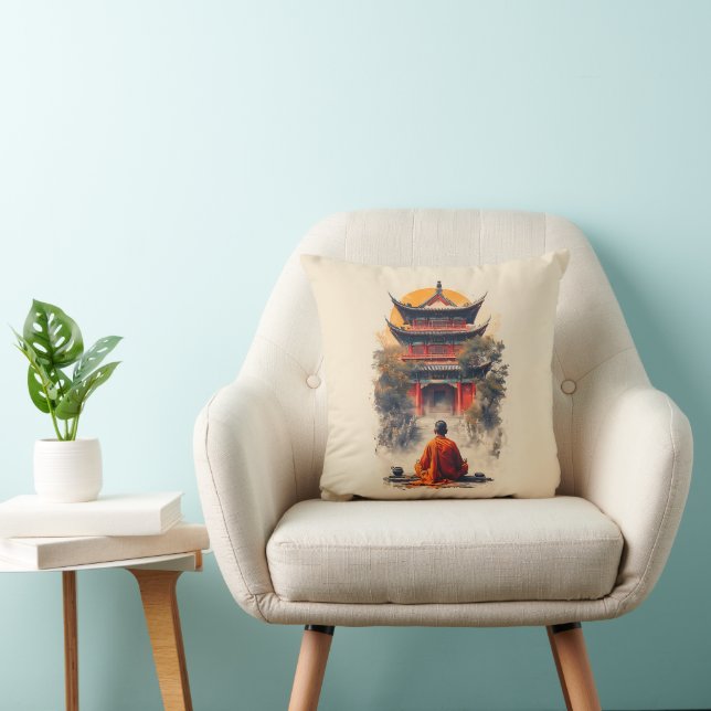 Whispers of the Pagoda Throw Pillow (Chair)