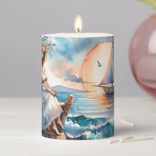 Whispers of the Sea at Sunset Pillar Candle