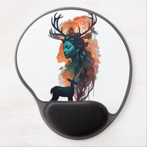 Whispers of the Woods Indian Queen Silhouette Gel Mouse Pad
