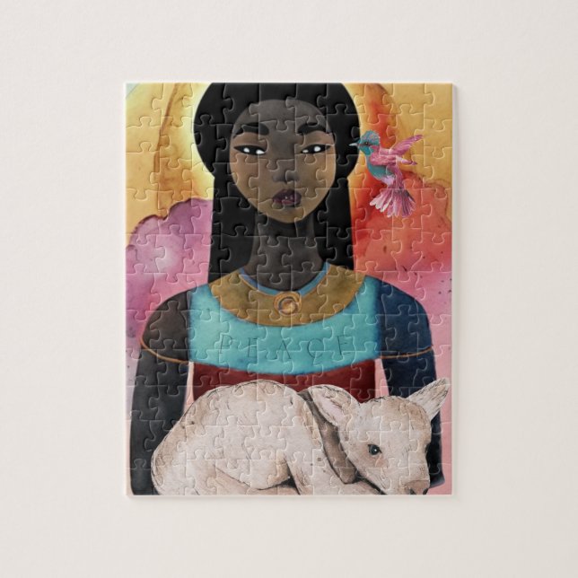 Whispers of Tranquility African American Woman Art Jigsaw Puzzle (Vertical)