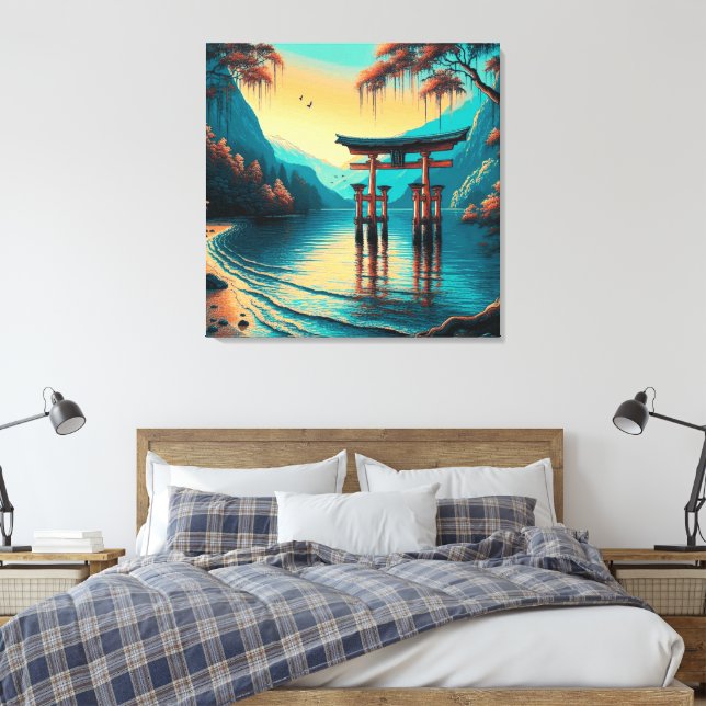"Whispers of Tranquility: The Spirit Gate" Canvas Print (Insitu(Bedroom))