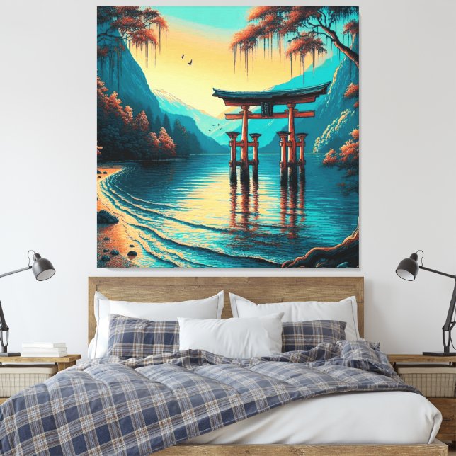 "Whispers of Tranquility: The Spirit Gate" Canvas Print (Insitu(Bedroom))