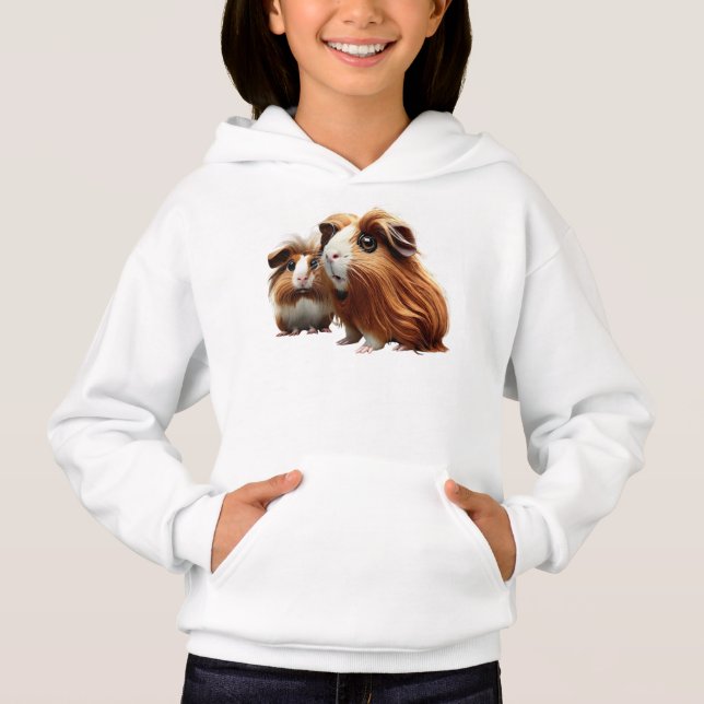 Whispers of Whiskers: The Guinea Pig Duet Hoodie (Front)