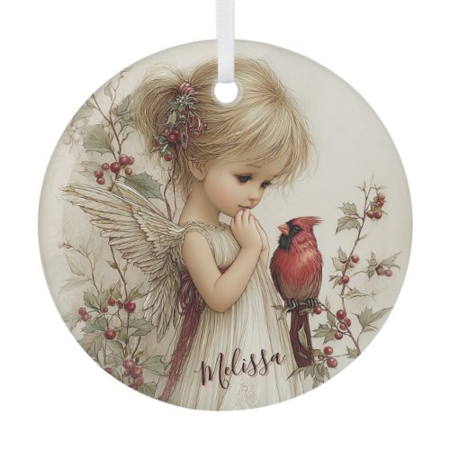 Whispers of Winter Grace Glass Ornament