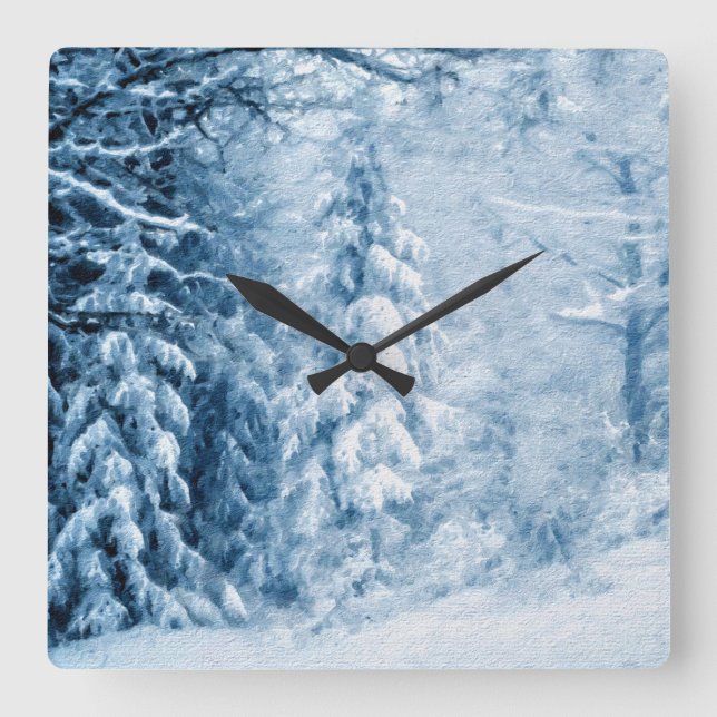 Whispers of Winter Square Wall Clock (Front)