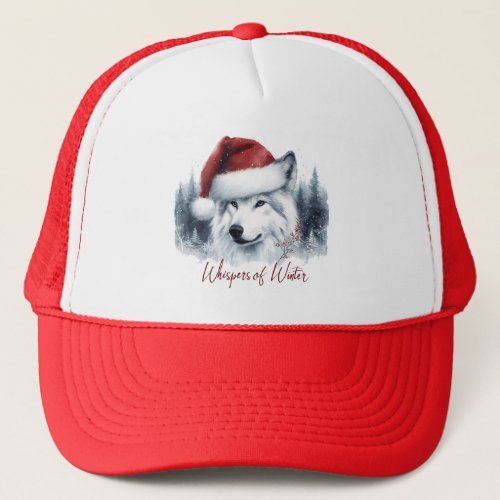 Whispers of Winter _ Watercolor Wolf in Santa Hat