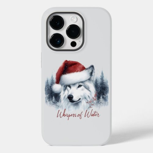 Whispers of Winter _ Watercolor Wolf in Santa Hat Case_Mate iPhone 14 Pro Case