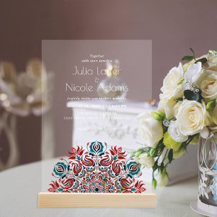 Whispers Swan Birds Lotus Flowers Mandala Wedding Acrylic Invitations