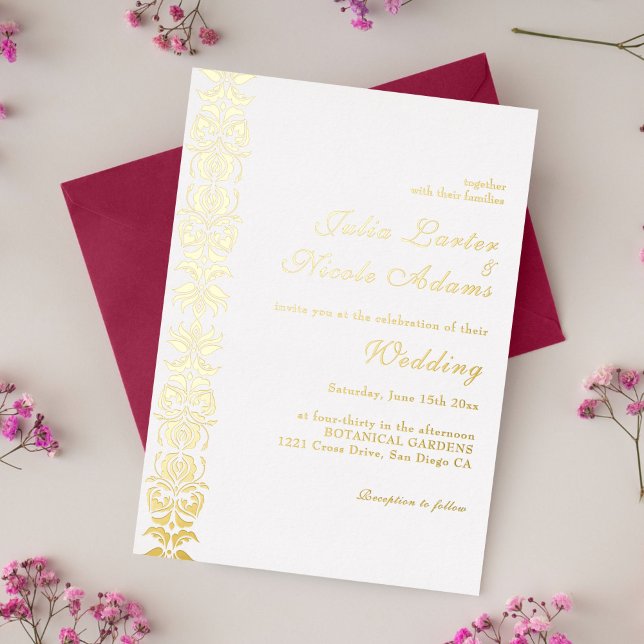 Whispers Swan Birds Lotus Flowers Mandala Wedding Foil Invitation (Creator Uploaded)
