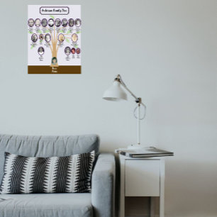 Whispey Leaf Family Tree Oval Photos Step Parent Poster