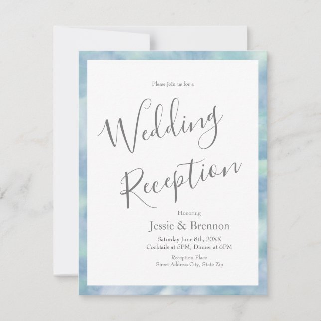 'Whispy Mint Blue' Watercolor Abstract Invitation (Front)