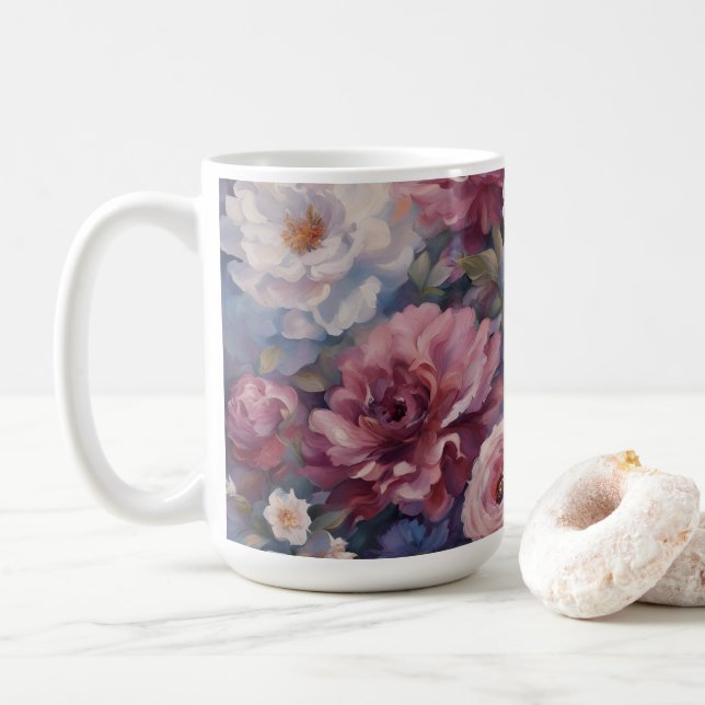 Whispy wildflower design coffee mug (With Donut)