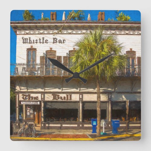 Whistle Bar Key West Square Wall Clock