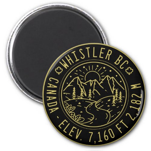 Whistler British Columbia Canada Minimalist Ski Magnet