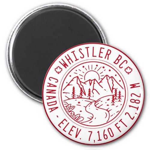 Whistler British Columbia Canada Minimalist Ski Magnet