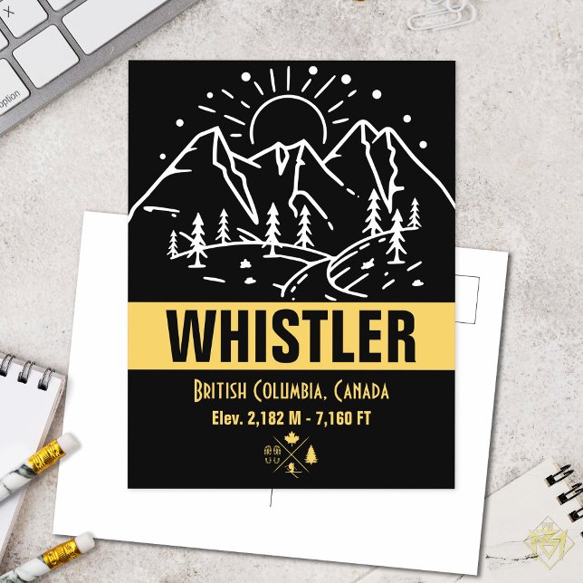 Whistler British Columbia Canada Minimalist Ski  P Postcard (Creator Uploaded)