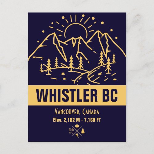 Whistler British Columbia Canada Minimalist Ski  Postcard