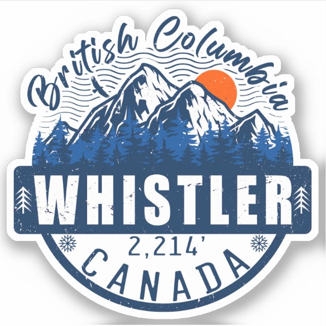 Whistler British Columbia Canada Minimalist Ski Sticker (Front)
