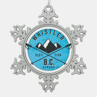 Whistler British Columbia Canada Skiing Ski Snowflake Pewter Christmas Ornament