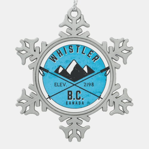 Whistler British Columbia Canada Skiing Ski Snowflake Pewter Christmas Ornament