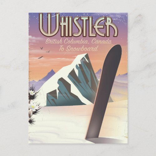 Whistler British Columbia snowboarding poster Postcard