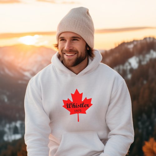 Whistler Canada 1975 Red Maple Leaf Color Hoodie