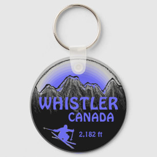 Whistler Canada blue purple ski art keychain