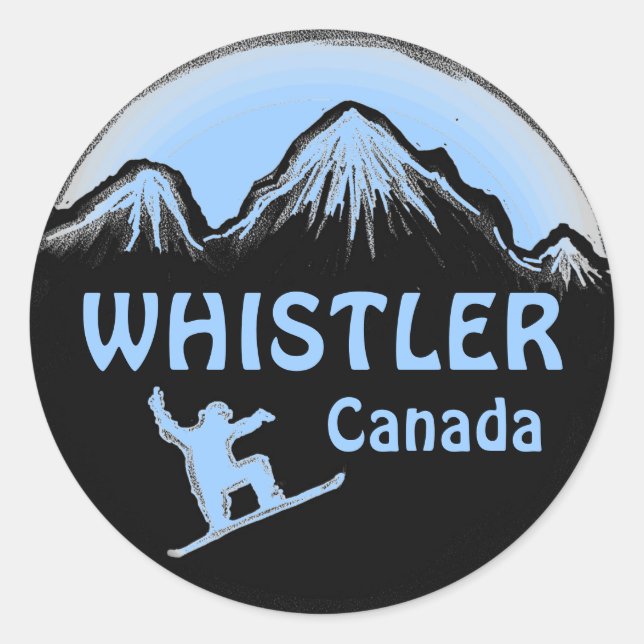 Whistler Canada blue snowboarder stickers (Front)