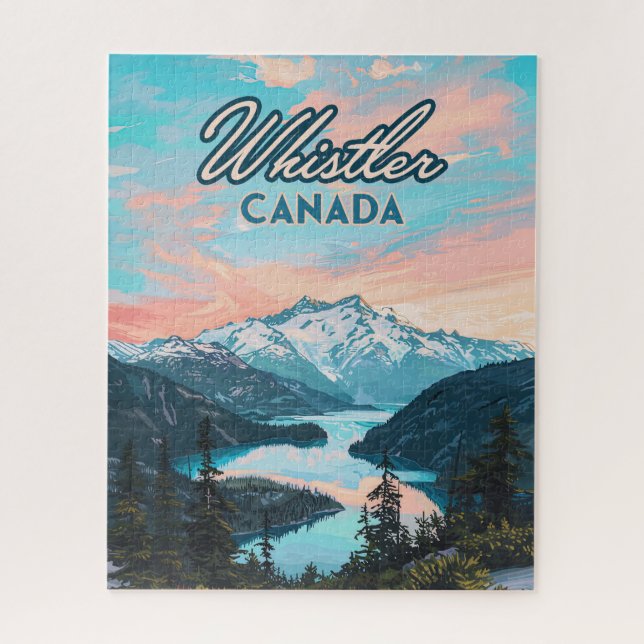 Whistler Canada British Columbia Ski Resort Retro Jigsaw Puzzle (Vertical)