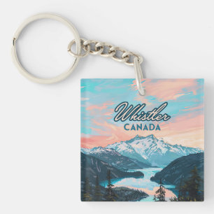 Whistler Canada British Columbia Ski Resort Retro Keychain