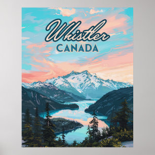 Whistler Canada British Columbia Ski Resort Retro Poster