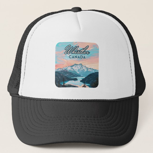 Whistler Canada British Columbia Ski Resort Retro Trucker Hat (Front)