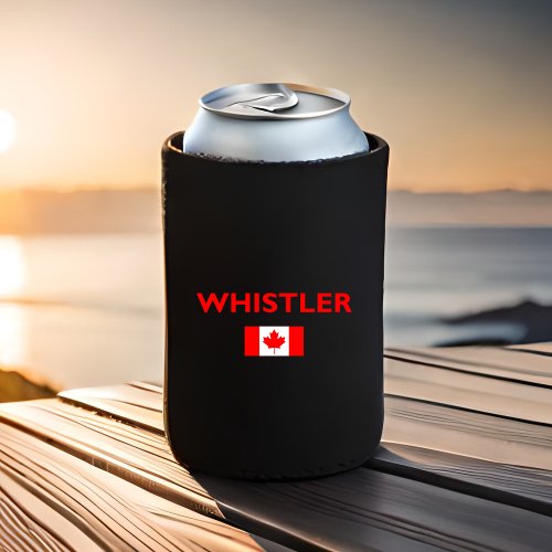 Whistler Canada Canadian Flag Dark Color Can Cooler