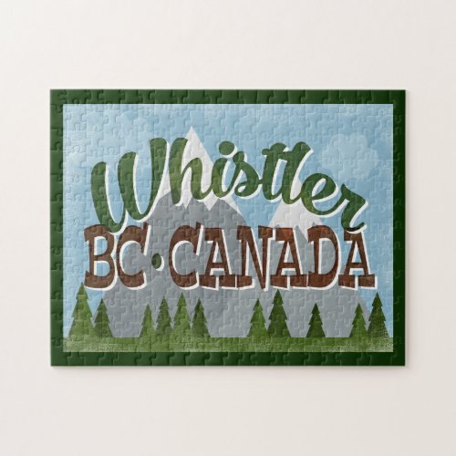 Whistler Canada Fun Retro Snowy Mountains Jigsaw Puzzle