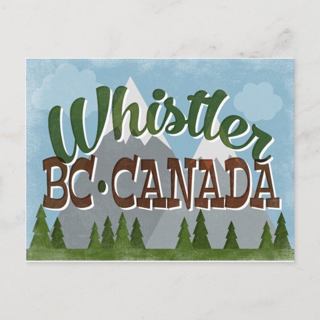 Whistler Canada Fun Retro Snowy Mountains Postcard (Front)