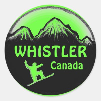 Whistler Canada Green Snowboarder Stickers by ArtisticAttitude at Zazzle