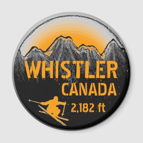 Whistler Canada orange ski art magnet