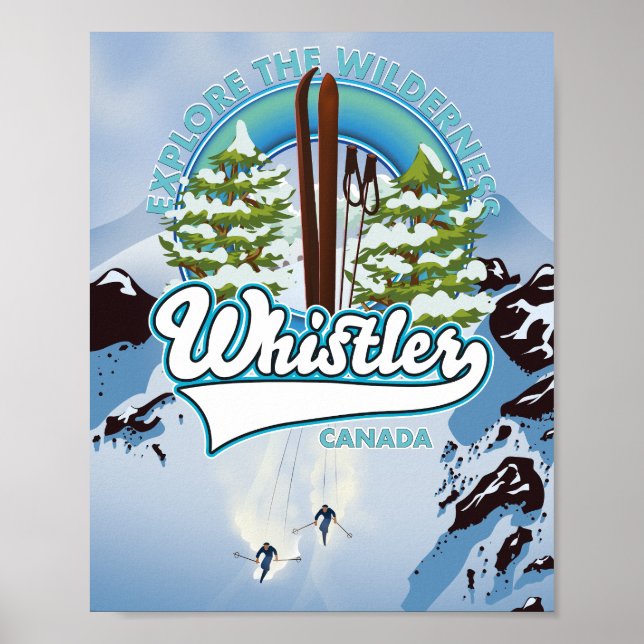 whistler Canada ski travel poster. Postcard Poster (Front)