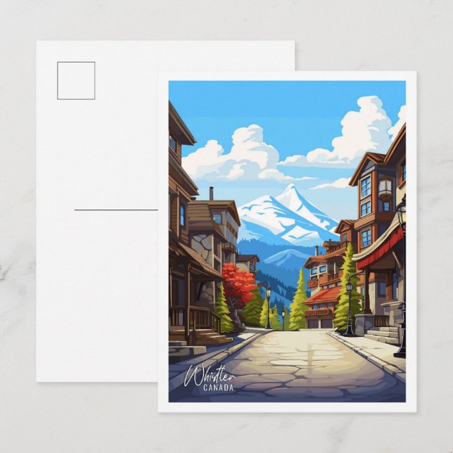 Whistler Canada Vintage Travel Illustration Postcard (Front/Back)