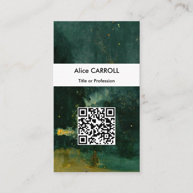 Whistler - Nocturne in Black and Gold - QR Code Business Card (Front)