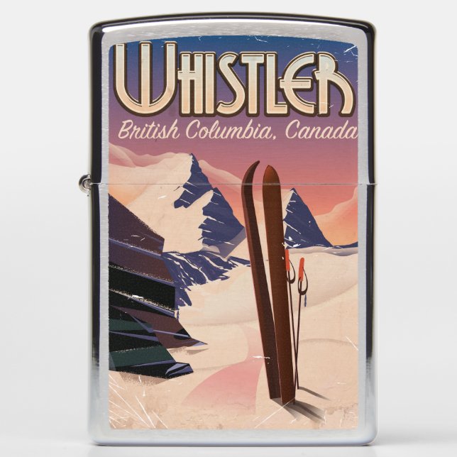 Whistler,Vancouver, British Columbia Ski poster Zippo Lighter (Front)