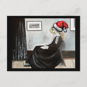 Whistler's Mother as a Fish with a Santa Hat Holiday Postcard