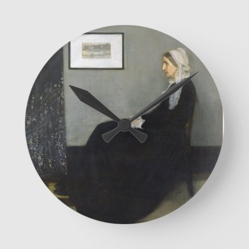 Whistlers Mother by James Abbott McNeill Whistler Round Clock