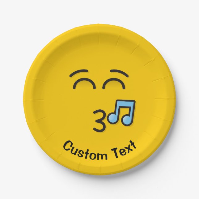 Whistling Face with Smiling Eyes Paper Plate (Front)