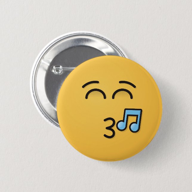 Whistling Face with Smiling Eyes Pinback Button (Front & Back)